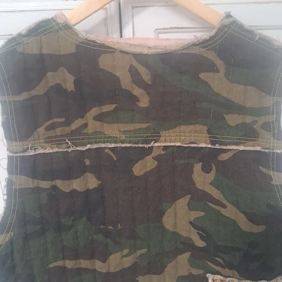 Camouflage Patchwork POL Vest Size Medium 100% Cotton - Picture 8 of 10